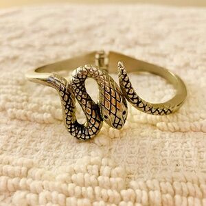 Silver Tone Snake Cuff Bracelet